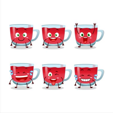 Çizgi film karakteri, gülümseyen surat ifadeli çaylar. Vektör illüstrasyonu