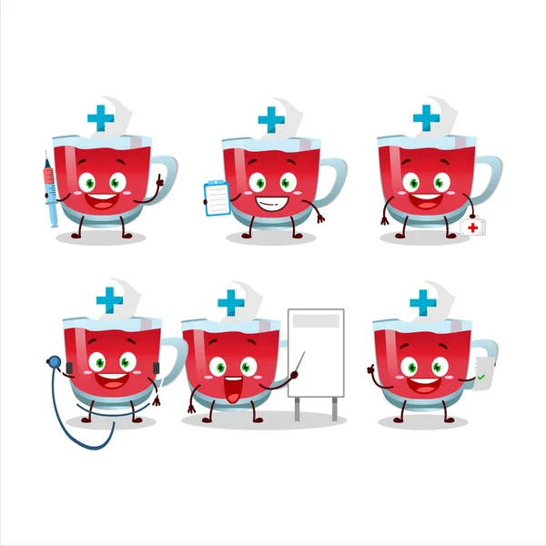 Doctor Profession Emoticon Rooibos Tea Cartoon Character Vector Illustration — Stock Vector