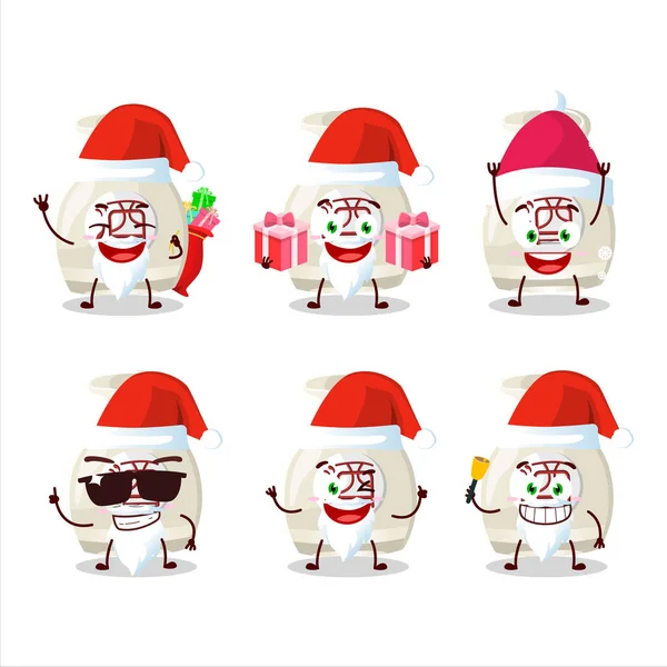 Emoticons Papai Noel Com Saquê Bebida Personagem Desenho Animado Ilustração — Vetor de Stock