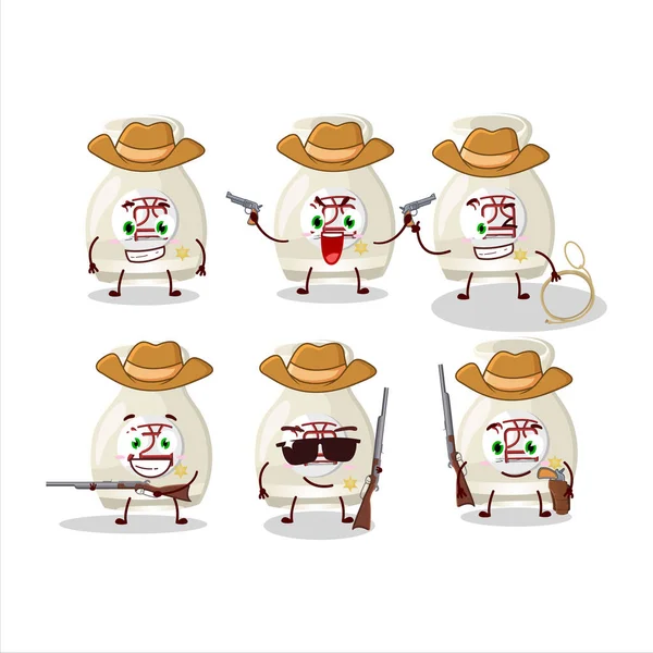 Cool Cowboy Saquê Beber Personagem Desenho Animado Com Chapéu Bonito — Vetor de Stock