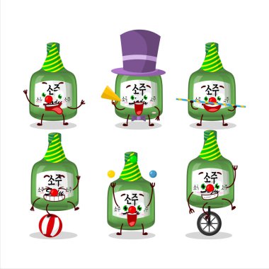 Cartoon character of soju with various circus shows. Vector illustration clipart