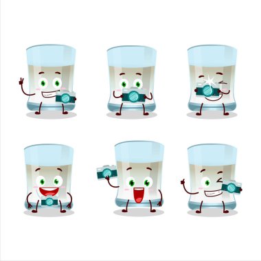 Photographer profession emoticon with tuica cartoon character. Vector illustration