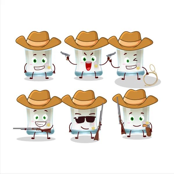 Cool Cowboy Tuica Cartoon Character Cute Hat Vector Illustration —  Vetores de Stock