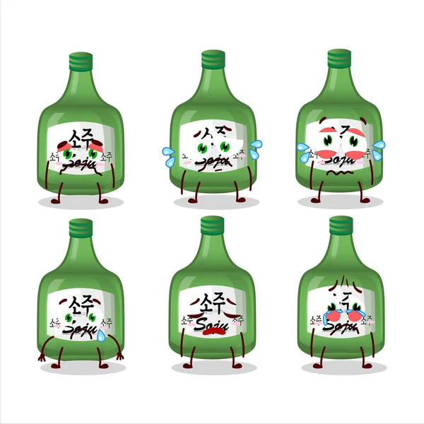 Soju Cartoon Character Sad Expression Vector Illustration Stok Vektor