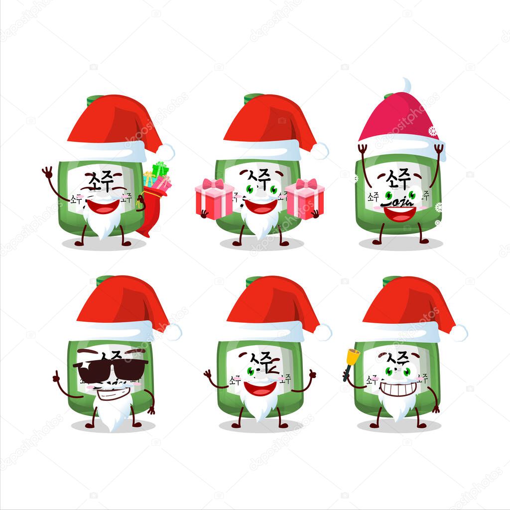 Santa Claus emoticons with soju cartoon character. Vector illustration