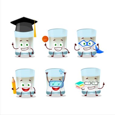 School student of tuica cartoon character with various expressions. Vector illustration