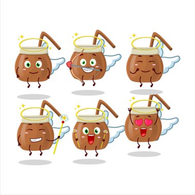 Mate tea cartoon designs as a cute angel character. Vector illustration