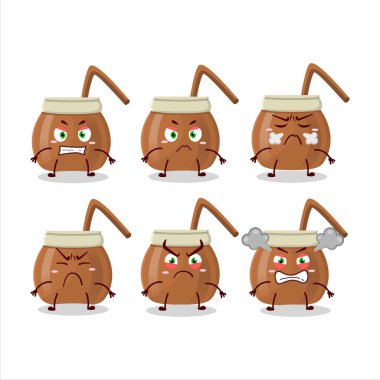 Mate tea cartoon character with various angry expressions. Vector illustration