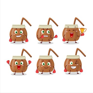 A sporty mate tea boxing athlete cartoon mascot design. Vector illustration