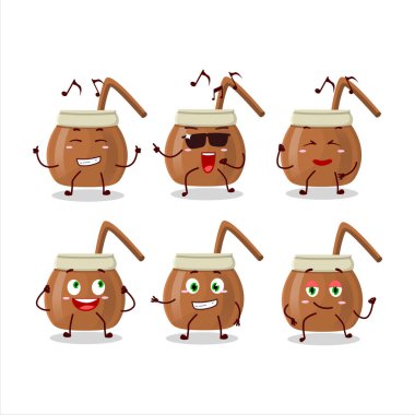 An image of mate tea dancer cartoon character enjoying the music. Vector illustration