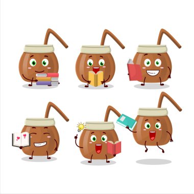 A picture of mate tea cartoon character concept reading an amusing book. Vector illustration