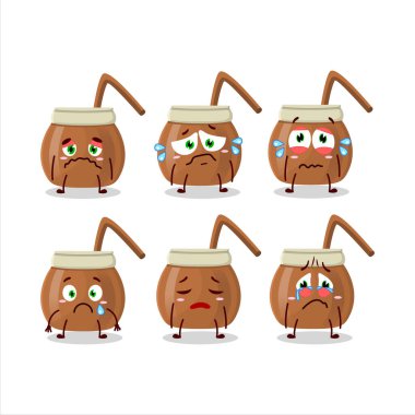 Mate tea cartoon character with sad expression. Vector illustration