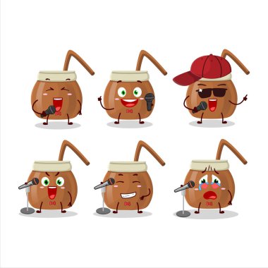 A Cute Cartoon design concept of mate tea singing a famous song. Vector illustration