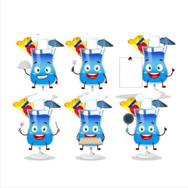 Cartoon character of blue hawaii with various chef emoticons. Vector illustration