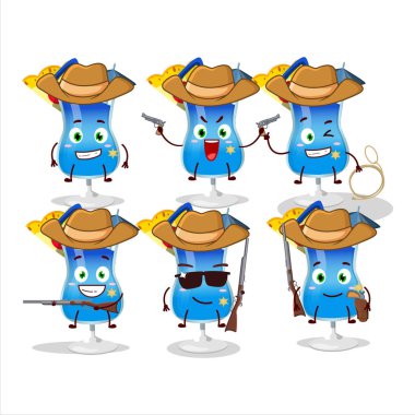Cool cowboy blue hawaii cartoon character with a cute hat. Vector illustration