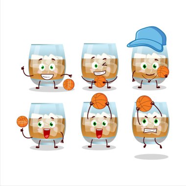 Basketbol atleti olarak romlu içecek çizgi film karakteri. Vektör illüstrasyonu