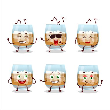 Müzikten hoşlanan romlu içki dansçısı çizgi film karakteri. Vektör illüstrasyonu