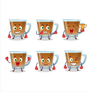 Sportif şah hawash boks sporu çizgi film maskotu tasarımı. Vektör illüstrasyonu