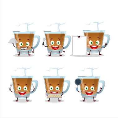 Şah 'ın çizgi film karakteri çeşitli şef ifadeleriyle dolu. Vektör illüstrasyonu