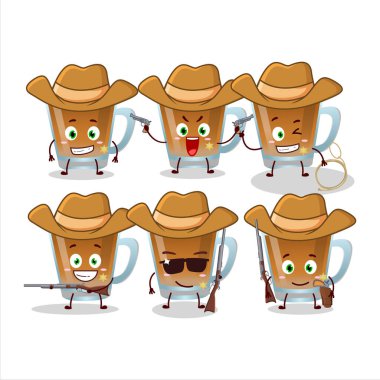 Havalı kovboy şah şirin şapkalı çizgi film karakteri. Vektör illüstrasyonu