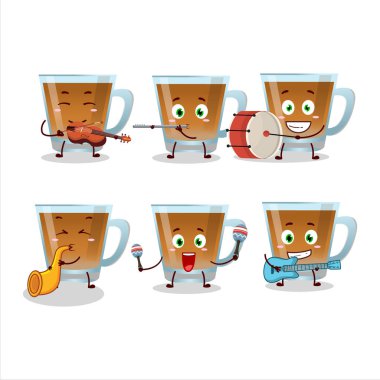 Shaah Hawash 'ın karikatür karakteri müzik enstrümanları çalıyor. Vektör illüstrasyonu