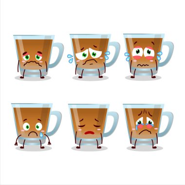 Shaah karikatür karakteri ile hüzünlü bir yüz ifadesi var. Vektör illüstrasyonu