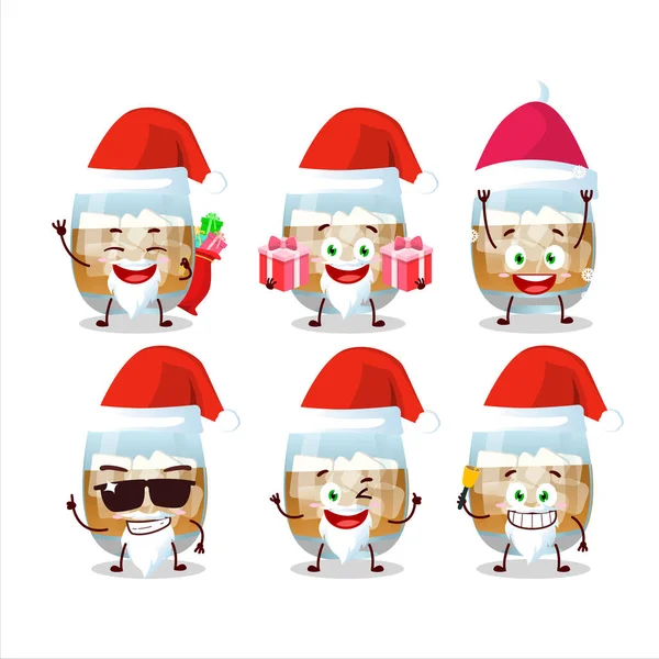 Emoticones Santa Claus Con Personaje Dibujos Animados Bebidas Ron Ilustración — Vector de stock