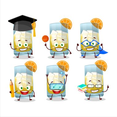 Çeşitli ifadeleri olan Singani çizgi film karakteri öğrencisi. Vektör illüstrasyonu