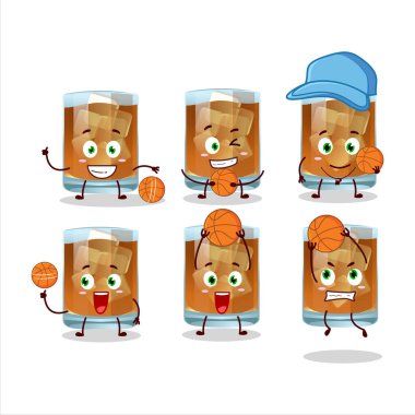 Basketbol atleti olarak yetenekli bir viski çizgi film karakteri. Vektör illüstrasyonu