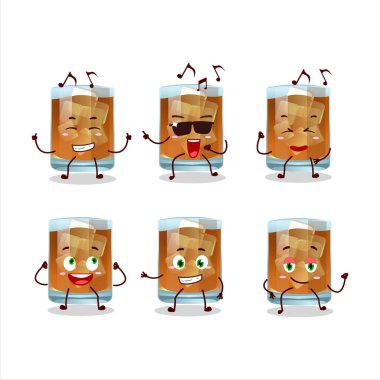 Viski dansçısı çizgi film karakterinin müzikten hoşlandığı bir görüntü. Vektör illüstrasyonu