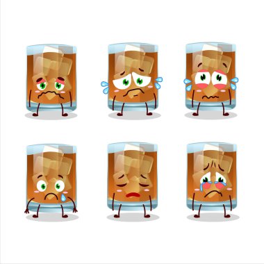 Hüzünlü ifadeli, karakterli bir viski karikatürü. Vektör illüstrasyonu