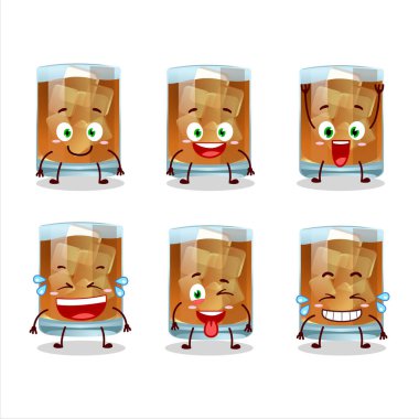 Gülümseyen surat ifadesiyle viskinin çizgi film karakteri. Vektör illüstrasyonu