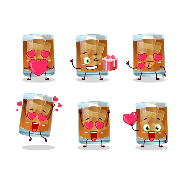 Whiskey Personaggio Dei Cartoni Animati Con Amore Emoticon Carino Illustrazione — Vettoriale Stock