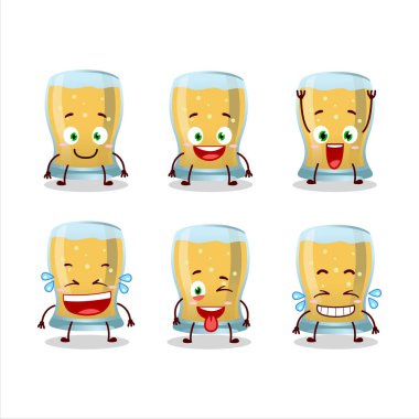 Gülen suratlı bir bardak elma şarabının çizgi film karakteri. Vektör illüstrasyonu