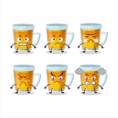 Kızgın ifadeleri olan bir bardak çay çizgi film karakteri. Vektör illüstrasyonu