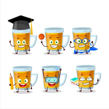 Değişik ifadeleri olan bir çizgi film karakteri öğrencisi. Vektör illüstrasyonu