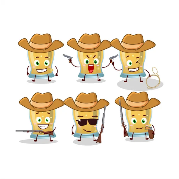 Cool Cowboy Glas Van Cider Cartoon Karakter Met Een Schattige — Stockvector