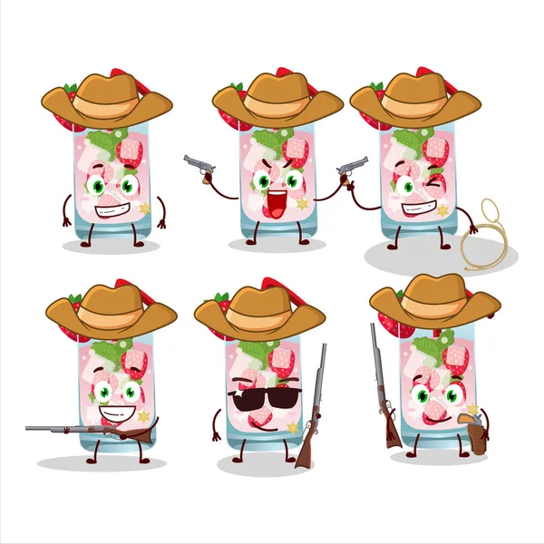 Cool Cow Boy Fraise Mojito Personnage Dessin Animé Avec Chapeau — Image vectorielle