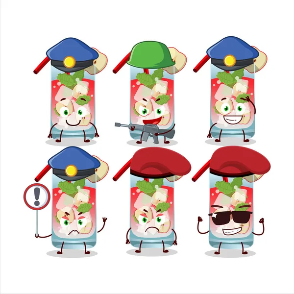 Agent Police Dévoué Style Mascotte Pomme Mojito Illustration Vectorielle — Image vectorielle