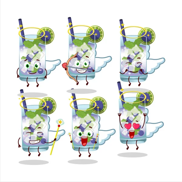 Blueberry Mojito Cartoon Designs Als Niedliche Engelfigur Vektorillustration — Stockvektor