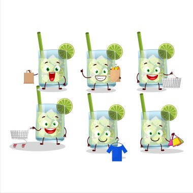 Zengin bir guaro maskot tasarımı alışverişe çıkıyor. Vektör illüstrasyonu