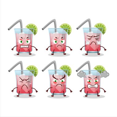 Havai deniz meltemi karikatürü karakteri ve değişik kızgın ifadeler. Vektör illüstrasyonu