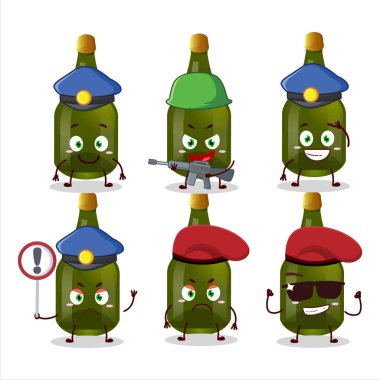 Şampanya maskotu tasarım tarzında kendini işine adamış bir polis memuru. Vektör illüstrasyonu