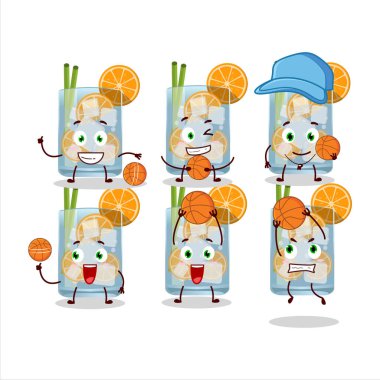 Basketbol atleti olarak yetenekli caipirinha çizgi film karakteri. Vektör illüstrasyonu