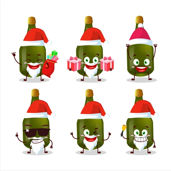 Weihnachtsmann Emoticons Mit Champagner Cartoon Figur Vektorillustration — Stockvektor