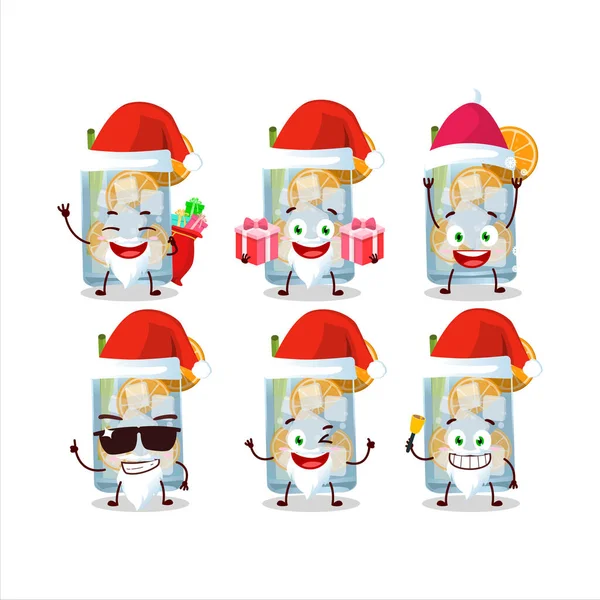 Emoticones Santa Claus Con Personaje Dibujos Animados Caipirinha Ilustración Vectorial — Vector de stock