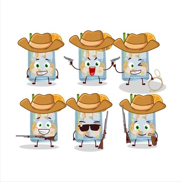 Cool Vaquero Caipirinha Personaje Dibujos Animados Con Lindo Sombrero Ilustración — Vector de stock