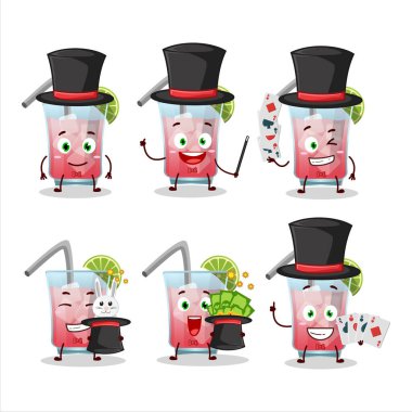 Hawai deniz meltemi sihirbaz çizgi film karakteri sahnede gösteri yapıyor. Vektör illüstrasyonu