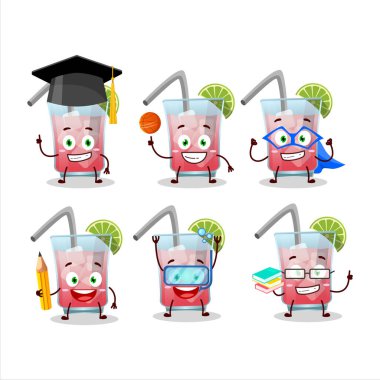 Hawaii Deniz Meltemi çizgi filmi karakteri öğrencisinin değişik ifadeleri var. Vektör illüstrasyonu