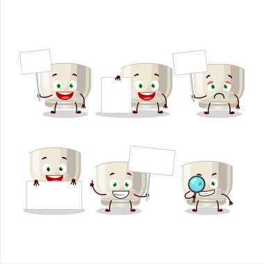 Bir bardak sake çizgi film karakteri bilgi panosunu getir. Vektör illüstrasyonu